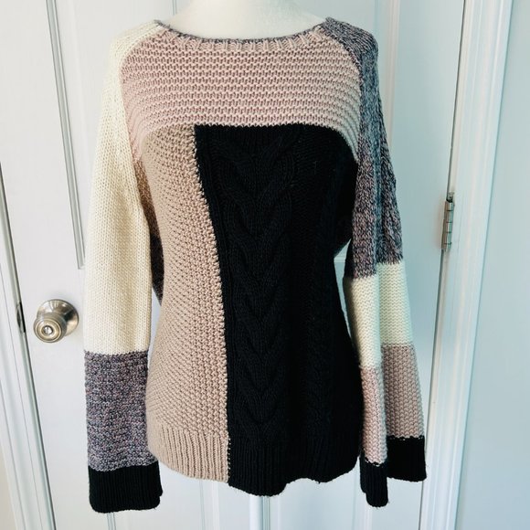 LOFT Modern Patchwork Sweater (size M) - Picture 2 of 14